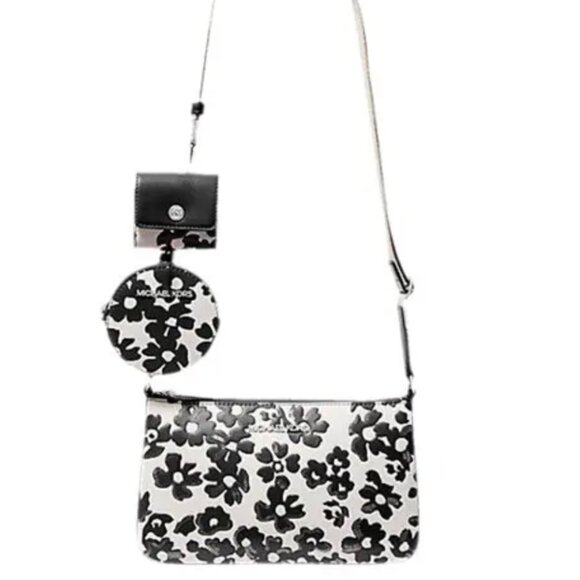 Michael Kors Jet Set Leather Sequined Floral Print Crossbody NWT - Picture 1 of 6